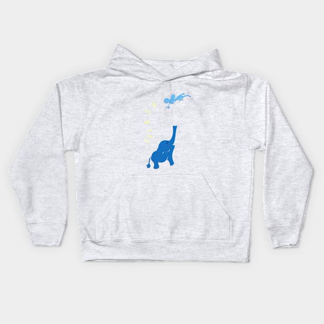 Elephant and Mouse Playing with Water - Summer Design For Kids Kids Hoodie by Luli and Liza